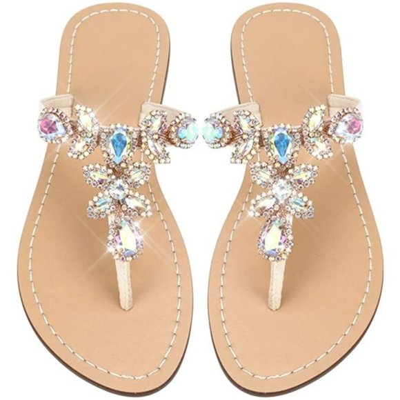 Sparkling Bling Things Shoes - NEW Sparkling Bling Swarovski Crystal Rhinestone Sandals Beach Wedding S…